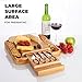 Bamboo Kitchen Cutting & Chopping Board With Drawer By ARTO - Smooth & 100% Natural Wooden Surface – Slicing, Serving & Spreading Tools Included – For Bread, Cheese, Appetizers (Large)
