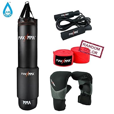 MaxxMMA 5 ft WaterAir Heavy Punching Bag Kit Adjustable Weight 70-140 Pounds