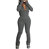 HBQ Women's 2 Piece Tracksuit Sets Long Sleeve Zip Up Crop Tops and Flare Pants Casual Workout Oufit Jogger Loungewear Set