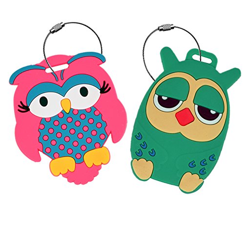 Unique Luggage Tag Travel Suitcase Bag Identify Label with Steel Loop (Squirrel-3Pack)