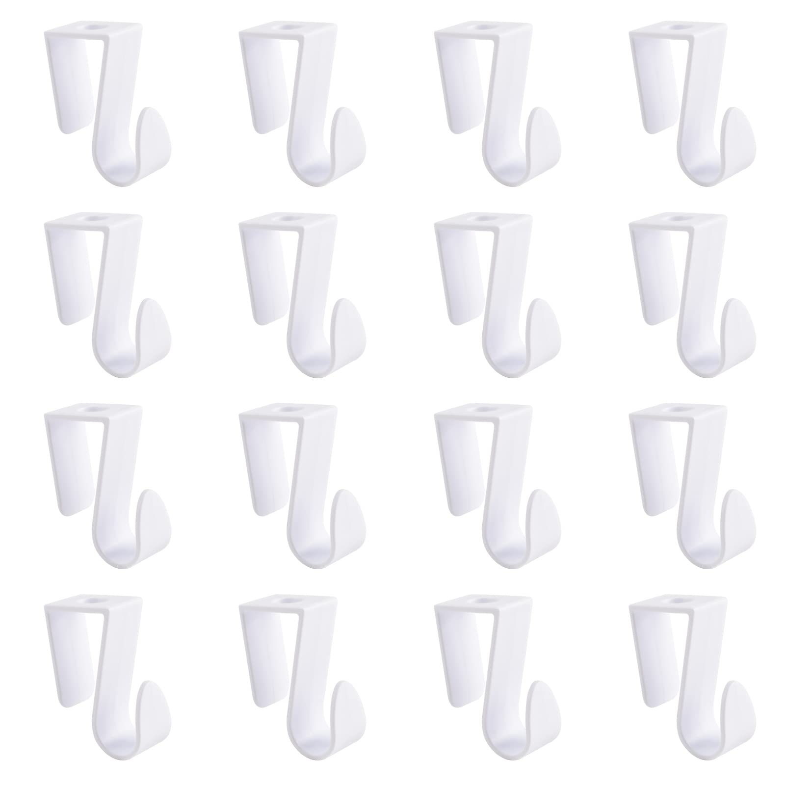 UFURMATE Over Cabinet Door Hooks, 16Pcs Plastic Over Door Single Hooks Multi-Purpose Over Cupboard Drawer Clips Space-Saving Hanger Extender Clips for Kitchen Bathroom Bedroom (White)
