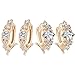 2 Pairs IBLUE Jewelry 18k Gold Cubic Zirconia Stud Earrings, Hypoallergenic, Nickel-free