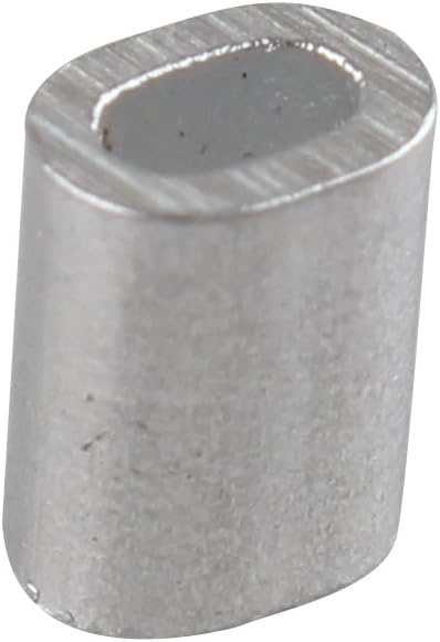 Futheda 100 pcs Aluminum Crimping Loop Sleeve Clips Oval Shaped for 1.0mm Cable Wire Rope Silver Tone - Image 4