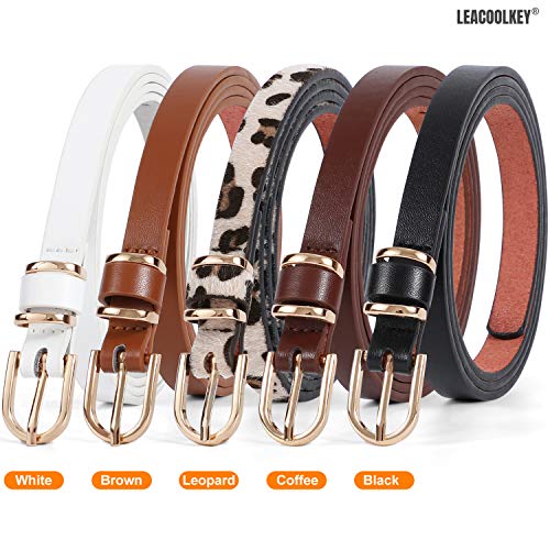Women Skinny Leather Belt for Dress 