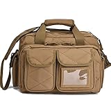 REEBOW TACTICAL Tactical Gun Range Bag, Deluxe Pistol Shooting Range Duffle Bags Brown