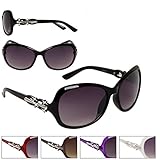 Mirozi Womans 54mm Oversized Rhinestone Sunglasses, Black, Brown, Purple, Red, White stylish color options (Black)