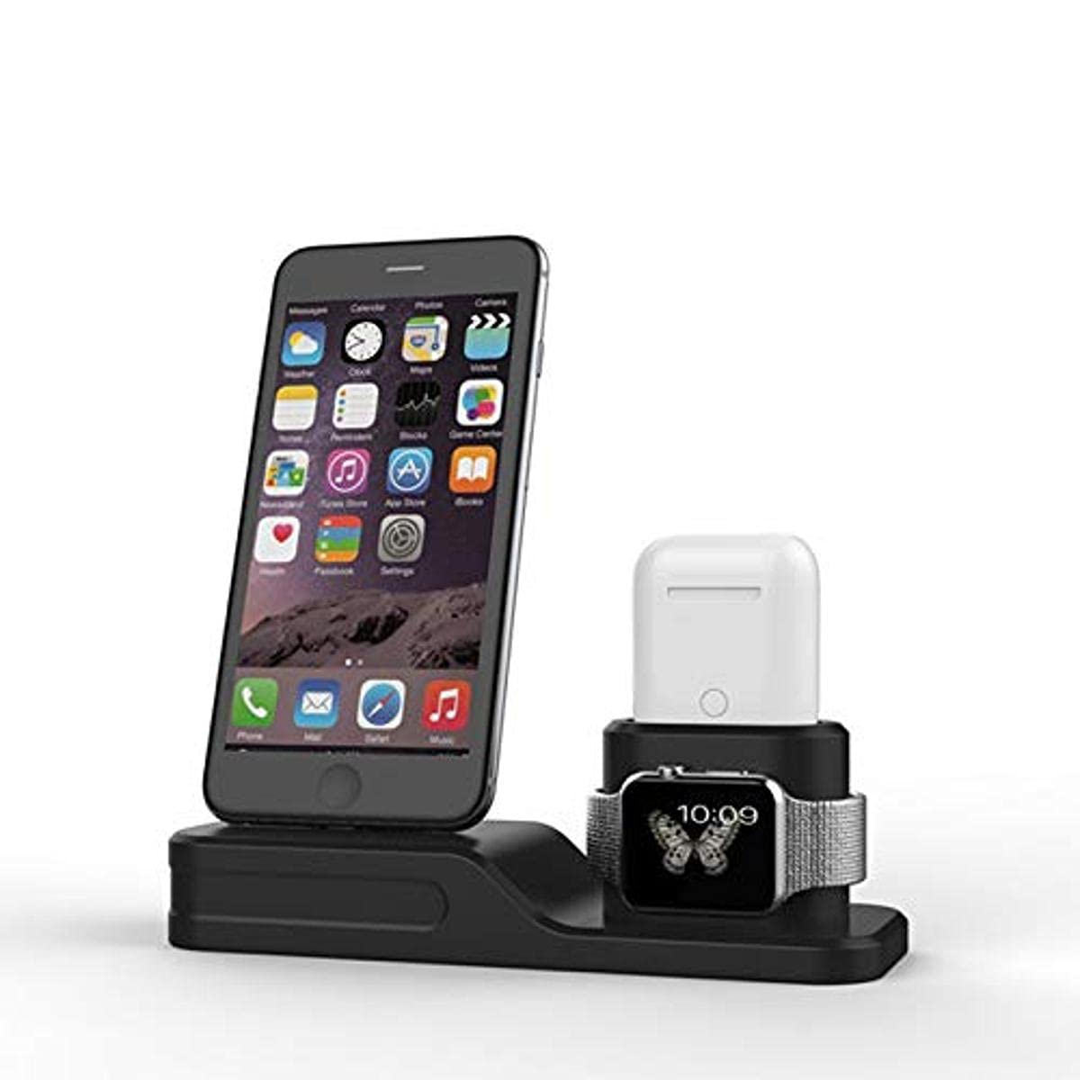 Shot Case 3 in 1 Charger Stand for iPhone 11 Apple Iwatch Airpods Lightning Docking Station (Black)