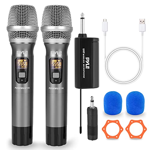 UHF Wireless Microphone System Kit Dual Professional Battery Operated