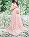 Maternity Photography Props Floral Lace Dress Fancy Pregnancy Gown for Baby Shower Photo Shoot (S, Pink)