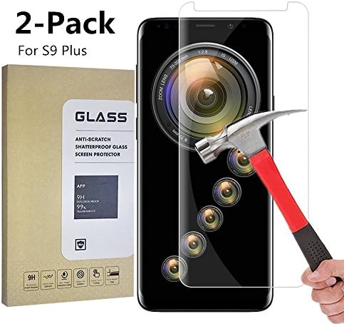AOSOK [2-Pack] Samsung Galaxy S9 Plus Tempered Glass Screen Protector, [Anti-Scratch] [HD Clear] [9H Hardness] [3D Touch] [Bubble-Free] Premium Tempered Glass for Galaxy S9 Plus (2Pack-Clear)