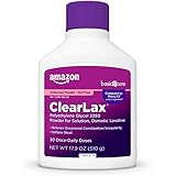 Amazon Basic Care ClearLax, Polyethylene Glycol 3350 Powder for Solution, Osmotic Laxative, White, Unflavored, 17.9 Oz