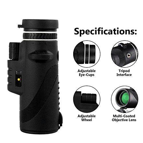 10X42 HD Clear Dual Focus Monocular Telescope, Compact BAK4 Multi-coated Zoom Optical Lens Monocular Scope With Tripod Support, Low Night Vision Ideal for Hunting Camping Hiking, Sporting Events