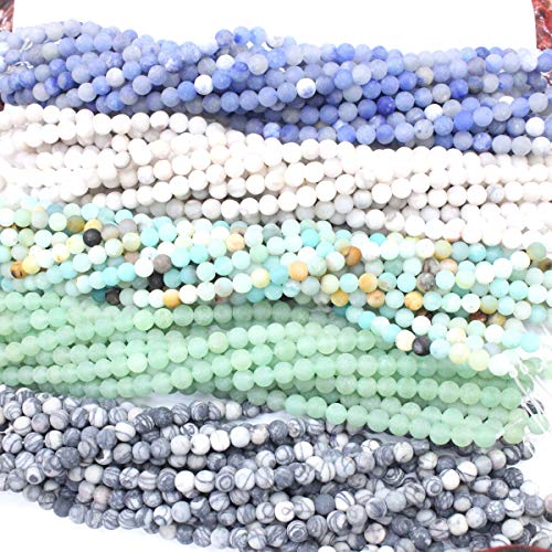 Tacool 5 Strands Round 6mm Gemstone Beads Aventurine Amazonite, Zebra Jasper Agate for Jewelry DIY Making Loose Beads - Thumbnail 6