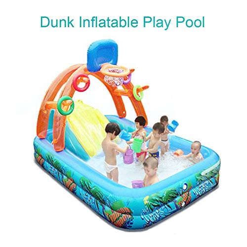 Dongle Kids Inflatable Play Center Wading Pool, with Basketball Hoop
