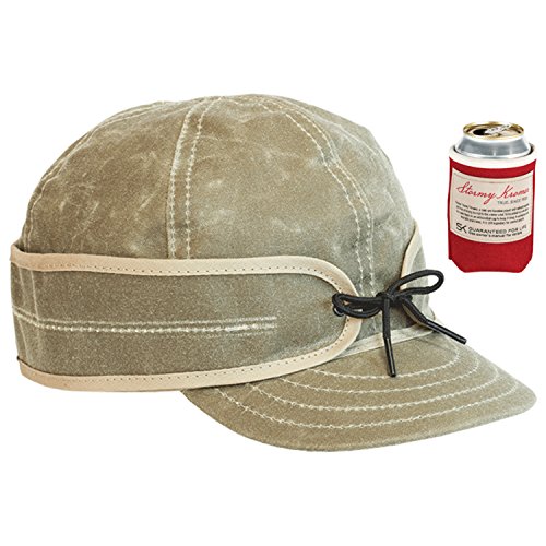 Stormy Kromer Waxed Cotton Cap (Field Tan - 7 3/4) with Benchwarmer Koozie (Red/