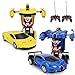 Pack of 2 RC Transform Car Robot,RC Car Robot,Deformation Car Toy,Race Car Radio Control Toys for Kids- Each with Different Frequencies Both Can Race Together