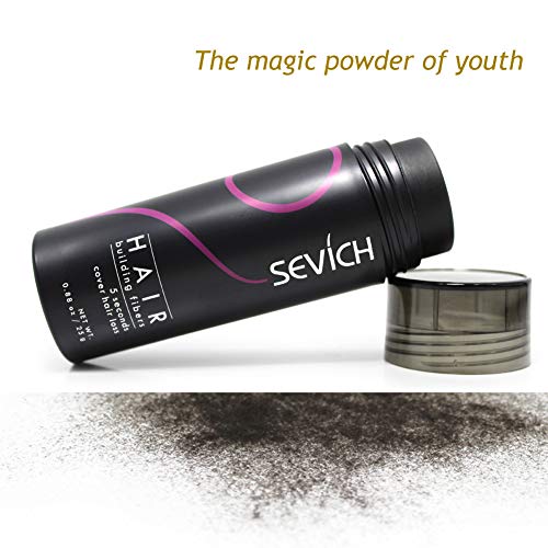 Sevich Unisex Hair Fibers - 5 Seconds Conceals Loss Hair Rebuilding, Nature Keratin Fibers for Thinning Hair, 25g - Dark Brown
