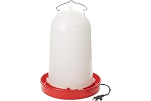 API 3 Gallon Heated Chicken or Bird Waterer with Overheating Protection, Galvanized Steel Handle, and Easy to Fill Funnel Des