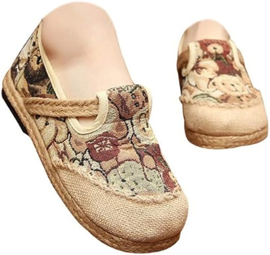 Amazon チャイナ靴 スニーカー フラットシューズ 麻 リネン 布靴 民族風 ダンスシューズ 通気性 ノーブランド品 スニーカー