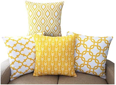 WarmTrendyHouse Set Of 4 Cushion Cover Simple Stylish Pillow Covers Polyester&Linen Home Decor Pillowcase 18 X 18 Inch