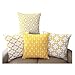 Howarmer Canvas Cotton Throw Pillows Cover for Couch Set of 4 Lemon Yellow Accent Pattern 18 X 18-inch
