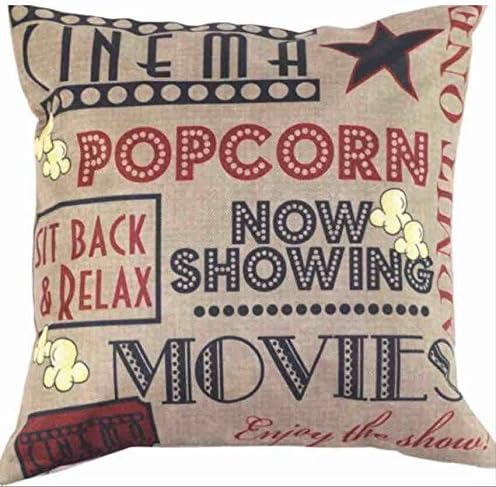 Outlook New Popular Inspirational Cotton Linen Canvas Square Cinema Ticket Pattern Sofa Simple Cushion Pillow Cover 18x18 Inches Birthday Gift