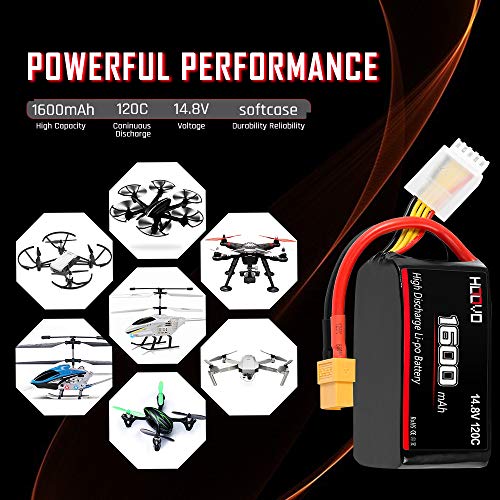 HOOVO 4S 120C 14.8V 1600mAh LiPo Battery with XT60 Plug for FPV Racing RC Quadcopter Helicopter Airplane Multi-Motor Hobby DIY Parts