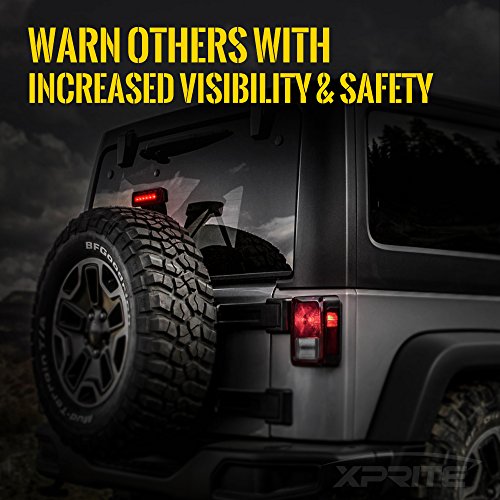 Xprite LED Third Brake Lights Tail Lights w/Smoke Lens for 2007-2018 Jeep Wrangler & Wrangler Unlimited JK - Thumbnail 3