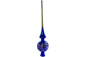 HolidayGiftShops Fireworks Vintage Glass Christmas Mini Tree Topper (Blue, Glossy)