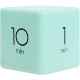 mooas Cube Timer, Flip, Block, Productivity, Time Management (Mint) | 1/3/5/10 Min Countdown Timer, Battery Operated, 2-Level Alarm Vol, Easy to Use, ADHD, Exercise, Study, Cooking