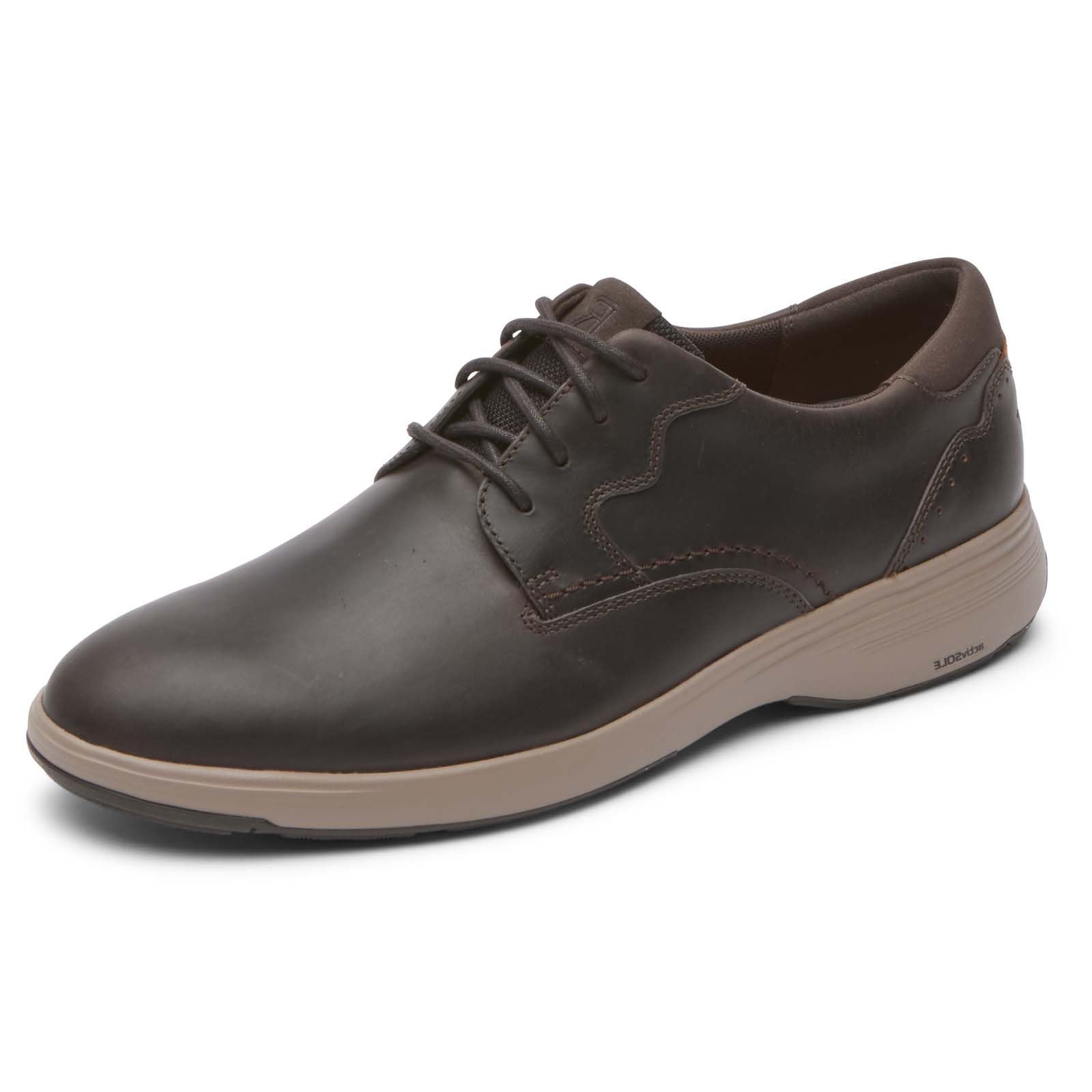 Rockport Men’s Noah Plain Toe Oxford, Dark Brown, 9