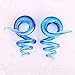 BodyJ4You 2PC Glass Ear Tapers Plugs 0G Aqua Blue Spiral Zigzag Gauges Piercing Jewelry
