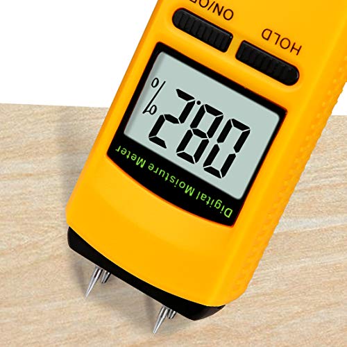 Wood Moisture Meter, Terme Digital Portable Wood Water Moisture Tester, 4 Sensor Pins and one 9V Battery(Both Included) Range 5% - 40%, Accuracy: +/-1%
