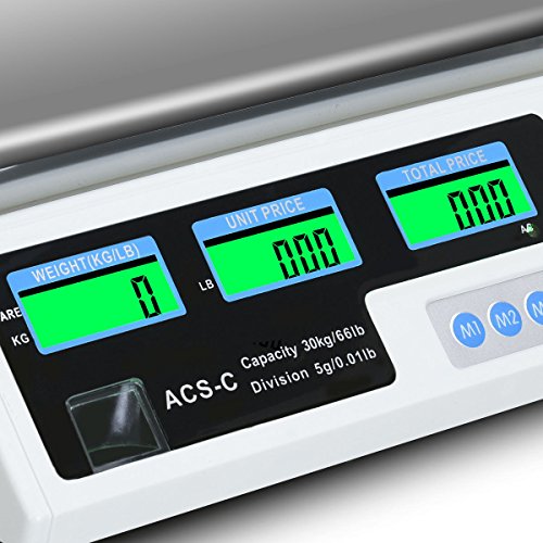 Safstar Electronic Price Computing Scale LCD Digital Commercial Food Meat Counting Weighting Scale 66 Ib Capacity