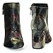 Velvet Oriental Floral Printed Block Heel Ankle Booties, Women's Shoe