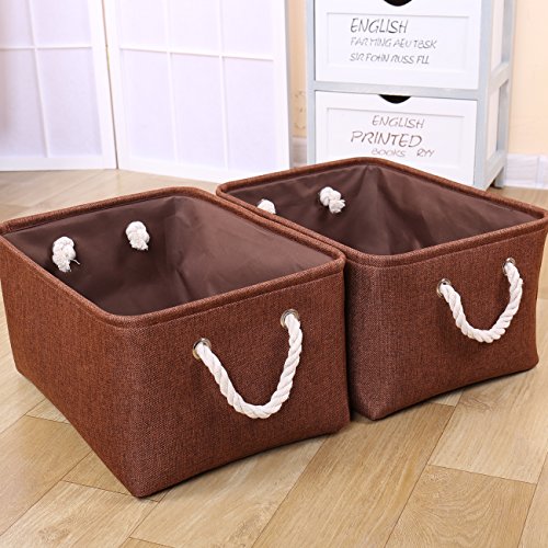 image for TheWarmHome Foldable Storage Basket with Strong Cotton Rope Handle, Co