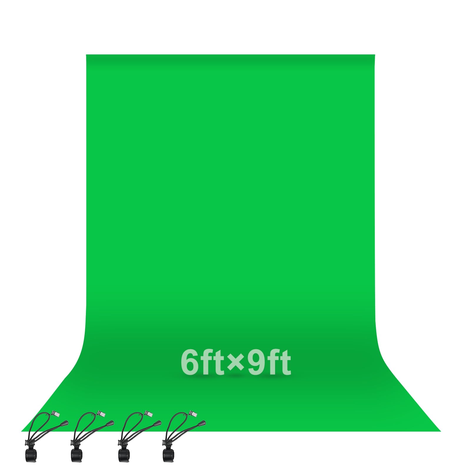 EMART 1.8x2.8M/6x9ft Green Screen Background Photography Backdrop Greenscreen Muslin Collapsible Photo Background for Live Streaming, Zoom Meeting, 4 x Backdrop Clip Included