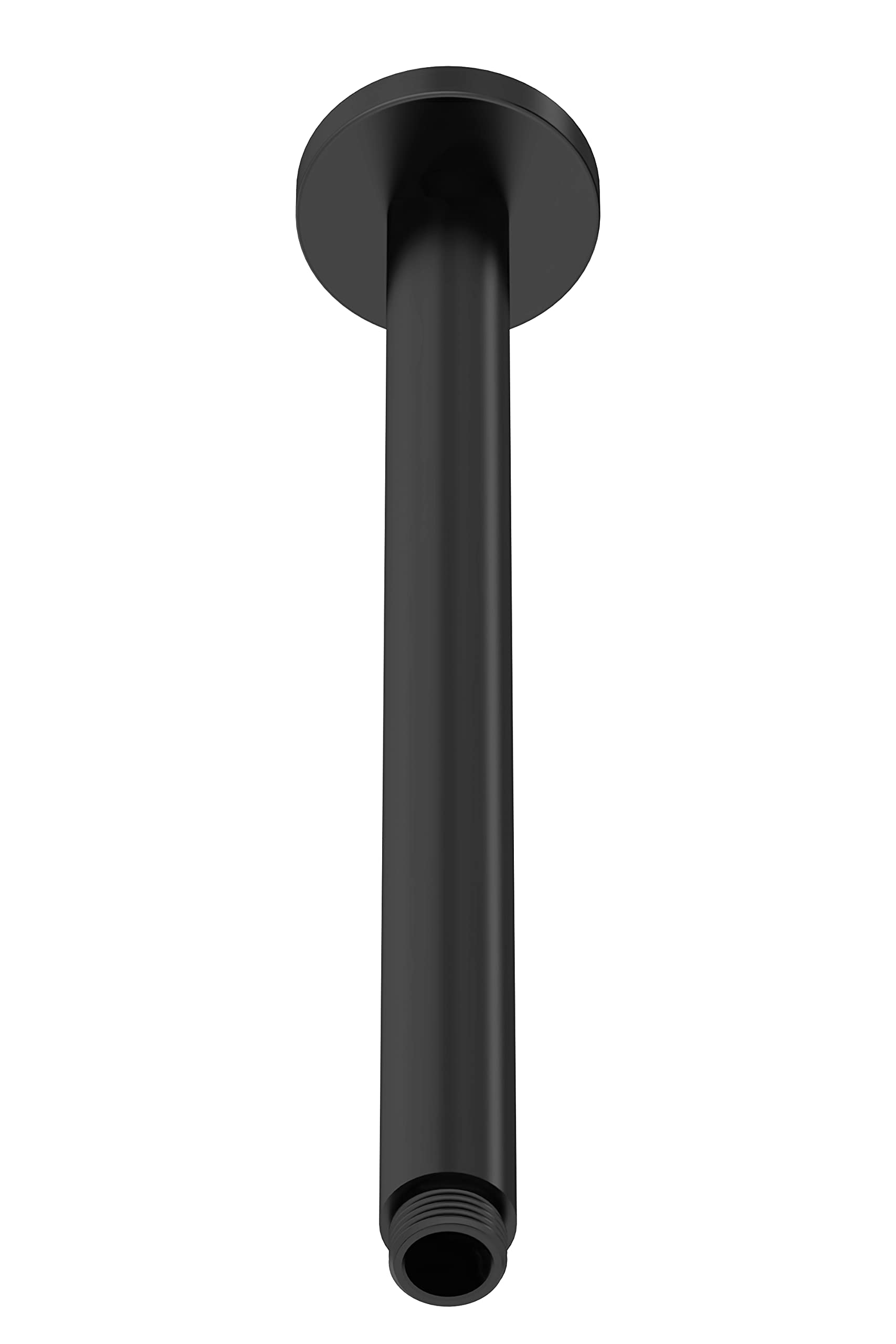 nuie ARM416 Arvan | Modern Bathroom Round Ceiling Mounted Shower Arm, 300mm, Matt Black