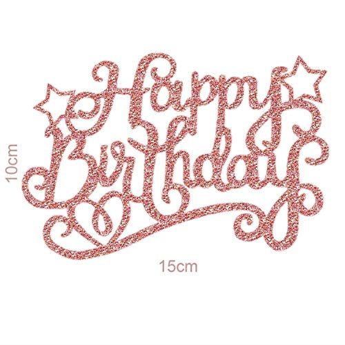 7 Pack Glitter Rose Gold Happy Birthday Cake Toppers Pack Star Cupcake Party Decor Decorations (B)