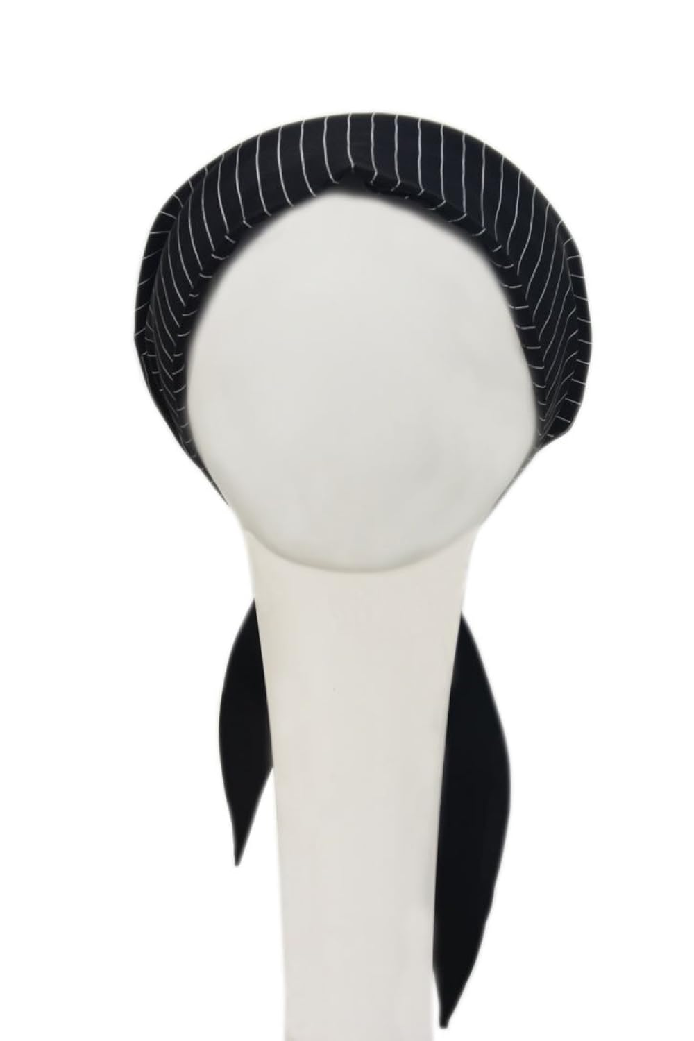 chemo scarves anna silk black & white ( buy 1 get 1 sleep cap free )