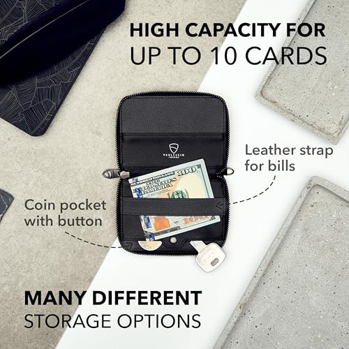 Vaultskin Notting Hill zip wallet with RFID protection (Black)