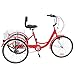 H&ZT Single Speed Adult Tricycle Trike Cruiser Bike 3 Wheeled Bicycle w/Large Basket and Maintenance Tools, Men’s Women’s Cruiser Bicycles, 24 Inch Wheel Size Bike Trike (Red, 7-Speed, 24 Inch)thumb 4