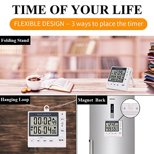 Dual Digital Count Up Down Timer - AIMILAR 2-Channel Countdown Kitchen Timer Clock for Cooking Lab Homework Exercise Gym Sports Games Classroom