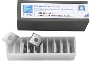 FHONK 12mm Square Straight Carbide Cutters, for Woodturning Replacement Cutter Knives, Fits Spiral, Helical Planer Cutter, Wood Lathe Turning Tool, 10-Piece (12x12x1.5-35°)