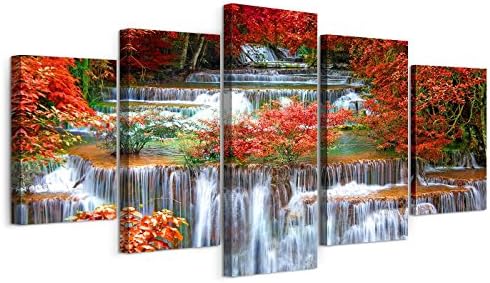 5 pcs /set Multi Pictures Colorful Forest Waterfall Beautiful Landscape Paintings For Living Room Wall Decor Canvas Art