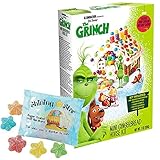 The Grinch Mini Gingerbread House Kit Pre-baked + Free Shining Star Fruit Snacks Candy Pack To Decorate | Christmas DIY 7 Oz Kit Pre-made Icing Fruity Gummies Scene Setters | Illumination Dr. Seuss