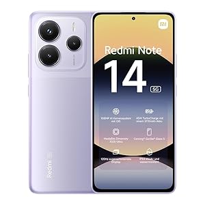 XIAOMI Smartphone Redmi Note 14, 8+256GB, Sistema fotografico con AI da 108MP, batteria da 5500mAh, display Eye-Care da 120Hz, funzionalità AI (caricabatterie non incluso),Nero