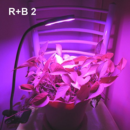 10W LED Grow Light, Venoya Desk Grow Lamp for Indoor Plants, Grow Light 8 Levels Dimmable with Flexible Gooseneck and Metal Clip for Bonsai, Pot Plant, Hydroponics, Horticultural Garden