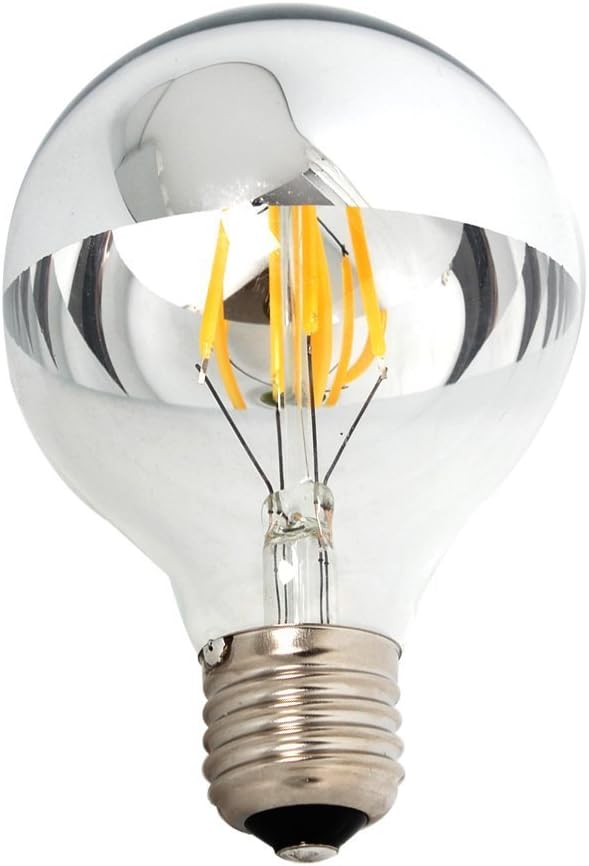 ONDENN 6W G95 LED Bulb With Mirror Half Chrome Siliver Globe Shape Bulb Energy Saving Warm White 2700K Pack of 4