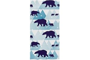 Naanle Cute Winter Polar Bear Mountains Pattern Soft Highly Absorbent Large Decorative Hand Towels Multipurpose for Bathroom, Hotel, Gym and Spa (16 x 30 Inches)